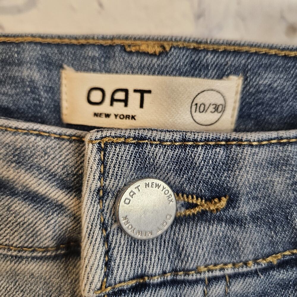 OAT Jeans Womens Size 10/30 Straight Leg High Rise Frayed Hem Denim - Picture 5 of 6